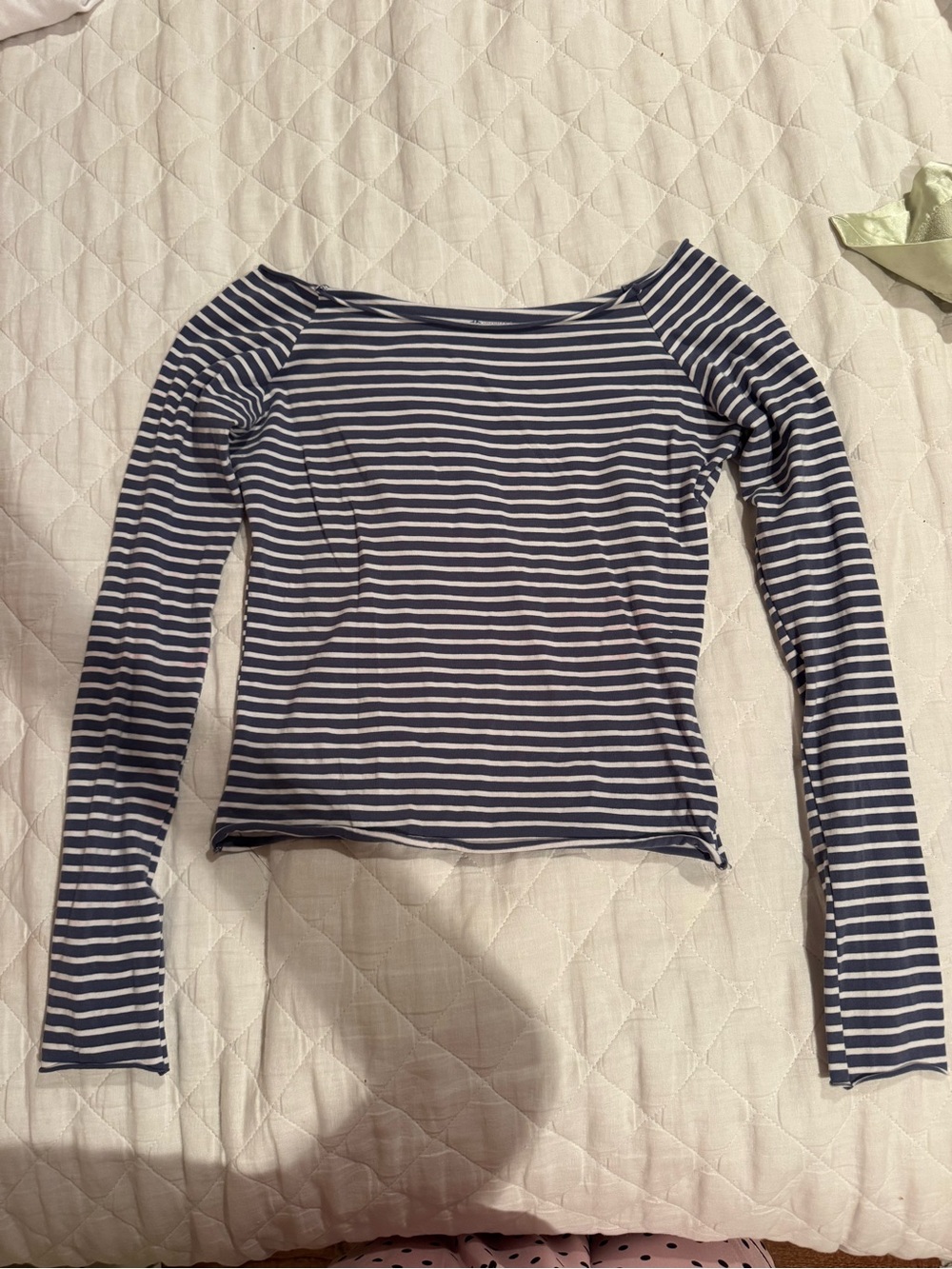 Brandy Melville Gray and White Striped Long Sleeve Top